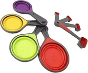 LABRIMP Telescopic Measuring Cups Spoons Set 8 Sizes Silicone Rustless Baking -Saving Nesting