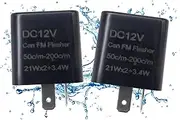 HiSport 12V 2 PIN Adjustable Electronic Flasher Relay Compatible with Honda Grom 125, Kawasaki ZX6R, 250R, Ninja 300, Z300, Black Blinker Relay Fix for LED Turn Signal Light Bulbs 2PCS