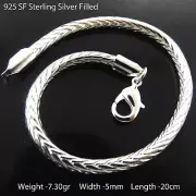 Bracelet Real 925 Sterling Silver Solid Filled Unisex Snake Link Cuff Bangle