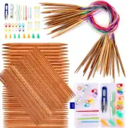 Knitting Needles Set, 18 Pairs Bamboo Circular Knitting Needles with Colored ...