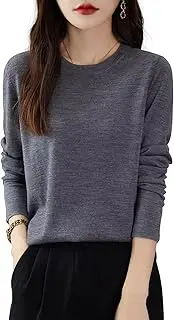 [Chanyarn] Women's 100% Merino Wool Base Layer Shirt Tops Crewneck Long Sleeve Travel Hiking Tee T Shirt Pullover Sweater