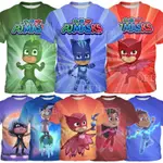 【現貨】PJ MASKS 3D卡通動漫印花兒童短袖歐美日常時尚帥氣男童T恤春夏新款寬鬆寶寶服裝