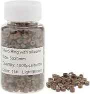 Perfk Bulk 1000 Pieces Silicone Micro Links for Hair Extensions, Light Brown
