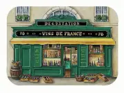 TORCHONS & BOUCHONS, SET OF 6, VINS DE FRANCE FACADES, PLASTIC COATED PLACEMATS