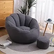 UYSOFRCV Bean Bag Chair Sofa Cover, Comfortable Outdoor Lazy Seat Bag (No Filler) Pumpkin Appearance Soft Tatami Chairs Covers Suitable for Home Garden Living Room,Dark Gray,78x78x68cm