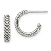 Sterling Silver Antiqued Small Zigzag Hoop Post Earrings