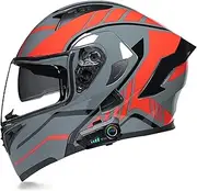Bluetooth Modular Motorcycle Helmet Full Face Flip Up Dual Visor Motorcycle Helmets ECE Approved for Street Bike Moped Racing