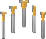 Bestgle 5 Pcs T Slot Router Bits 1/4 Inch Round Shank Keyhole Router Bit Set T-Track Slotting Woodworking Grooving Milling Cutters for 5/16", 3/8", 1/2", 7/16", 5/8" Hex Bolts