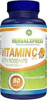 Herbalxpress Vitamin C 500mg with Rose Hips 50 Tablets - Supports Healthy Immune System