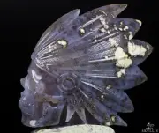 Original 6.6" Agate Geode Carved Crystal Indian Skull Sculpture, Crystal Healing