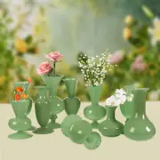 Glass Bud Vases Small Green Vases for Flowers, Mini Vintage Bud Set of 10