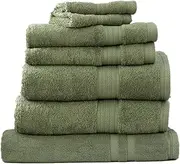 7pc Renee Taylor Stella Hand/Bath Towel/Mat Set Soft Bamboo Cotton 650 GSM Jade