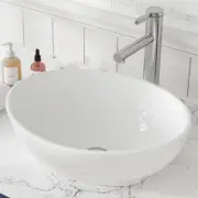 16X13-Inch Oval White Ceramic Vessel Sink,Modern Egg Shape Bowl, above Counter B