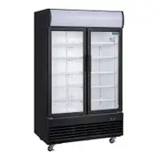 Polar G-Series Upright Hinged Door Display Cooler with Light Box 950Ltr Black - Commercial Drink Fridges (GM813-A)