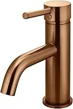 Meir Round Basin Mixer Curved - Smooth Precision Water Flow and Temperature Control, Solid Brass Design, 35mm Cartridge, Easy Installation, Long-Lasting Performance - Lustre Bronze