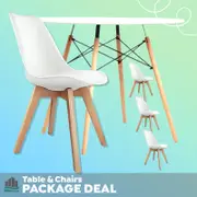 Package Deal | Set of 4 White Padded Dining Chairs & White Round Dining Table