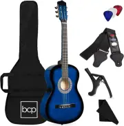 38In Beginner All Wood Acoustic Guitar Starter Kit W/Gig Bag, 6 Celluloid Picks,