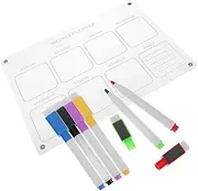 Operitacx Acrylic Magnetic Calendar Clear Dry Erase Board Weekly Planner with Markers and Eraser Schedule Board Menu Meal Planner Grocery Shopping List for Refrigerator Office