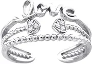 [JewelryWeb] 925 Sterling Silver Womens CZ Cubic Zirconia Simulated Diamond Love Hearts Adjustable Toe Ring Jewelry Gifts for Women - Ring Size Options Range: L to R