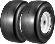 MaxAuto 13x6.50-6 Flat Free Lawn Mower Tires and Wheel, 13x6.5x6 Zero Turn Mower Front Tires with 5/8" Sintered Iron Bushing, for Commercial Garden Lawn Tractors, 4"-5.5" Adjustable Centered Hub