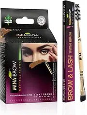 Mina ibrow Hair Color Light Brown|Natural Spot coloring and Hair Tinting Powder with Duo Angled Brush, Water and Smudge Proof | No Ammonia, No Lead with 100% Gray Converge Upto 30 Application