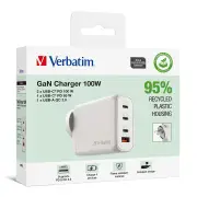Verbatim USB Charger 100W 3C+1A GaN 95% PCR - White