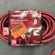 Husky 50 ft. 14/3 Lighted Locking Extension Cord, Red/Black