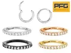 1 Pair Surgical Steel Gem Hinged Hoop Segment Nose Septum Ring Sleeper Earrings