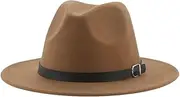 [Generic] Women Fedora Hat Unisex Men Jazz Hats Church Hats Wedding Prom Dress Hats Formal Panama Wide Brim Felt Hats 18 60-62cm, 18, One Size, 18, One Size