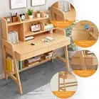 New Rubber Wood Kids Desk,Adjustable Height,Spacious Storage,Study Table,100cm