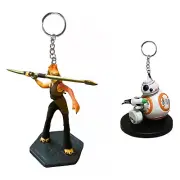 Star Wars Jar Jar Binks & BB8 Key Ring Keychain Figure Sith Lord PVC Ornament 3”