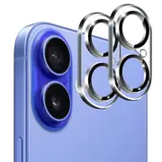 [2 Pack] MEZON Premium Full Coverage Camera Lens Tempered Glass for Apple iPhone 16 (6.1”) – New Improved Version, Black Circles, No Whitening from Flash (iPhone 16, Lens HD)