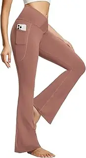 [baleaf] Flare Leggings for Women Bootcut Yoga Pants Crossover High Waist Workout Casual Trendy Pants with Pockets