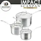 [3pcs] Scanpan Impact Saucepan Set 16/18/20cm With Lids Kitchen Cookware Pots