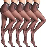 [leg elegant] 5 Pairs 10D Women's Sheer Tights Ultra Sheer Pantyhose with Control Top