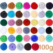 100g Wool Felt Fibre , 40 Color Soft Roving Wool Craft Needle Felting Materials