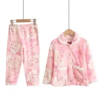 在飛比找ETMall東森購物網優惠-兒童粉色寶寶加厚女孩法蘭絨睡衣