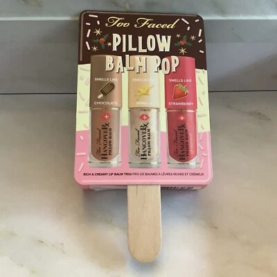 Too Faced Pillow Balm Pop Rich & Creamy Lip Balm Trio New