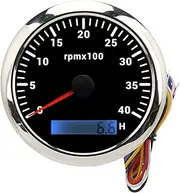 Brilluxa Engine Tachometer, 85mm 4000RPM Red Pointer, Compatible with RV Yacht Fishing Boat Car, 9-32V Accurate Black Dial