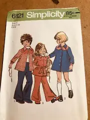 6533 Vintage Simplicity Sewing Pattern Girls Boys Jacket Bell Bottom Pants Sz 3