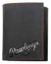 Rawlings High Grade Debossed Tri-fold Wallet Baseball Genuine Leather Black