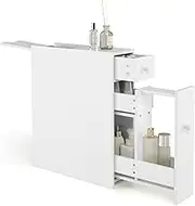 Giantex Slim Bathroom Cabinet, Freestanding Storage Cabinet, Toilet Paper Holder, Side Cabinet Storage Unit w/Pull-Out Drawer & Shelf for Narrow Space Bathroom Living Room Kitchen (White)