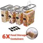 6Pcs Kitchen Dry Food Storage Containers Airtight Pantry Containers with Lids