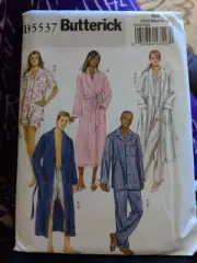 BUTTERICK PATTERNS B5537 Misses'/Men's Robe, Belt, Top, Shorts and Pants, Siz...