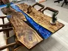 72"x36" Blue Epoxy river Table Top, Epoxy Dining Table, Walnut Wood Epoxy Table