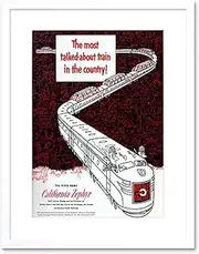 Ad California Zephyr 1950 Train Western Pacific Framed Wall Art Print