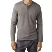 Prana Sol Defender Henley Men’s 2XL XXL Greystone Long Sleeve Pullover Shirt NWT