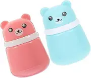 GLSTOY 2Pcs Powder Puff Box with Cartoon Bear Design Portable Empty Container for Talcum Powder Safe for Easy to Use and Minimize Waste