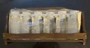 Spice Rack Vintage Wood with 6 Glass Apothecary Herb Spell Jars 0271