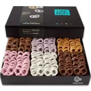 Chocolate Covered Pretzels Gift baskets, 100+ Mini Pretzels of 6 Assorted Flavor